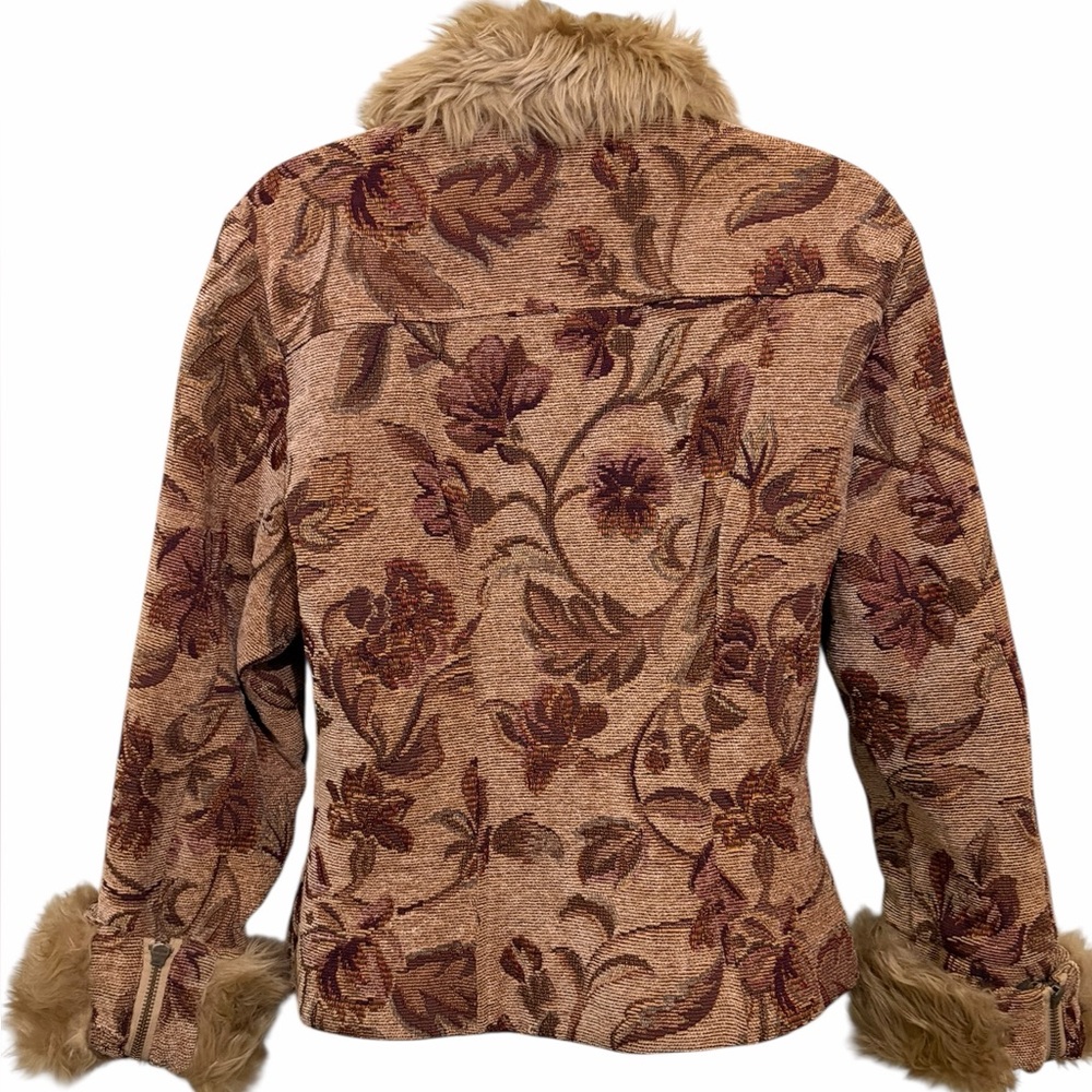 Penny Lane Tapestry Faux Fur Trim SZ S Y2K Boho Western Festival Streetwear VTG - Picture 3 of 12